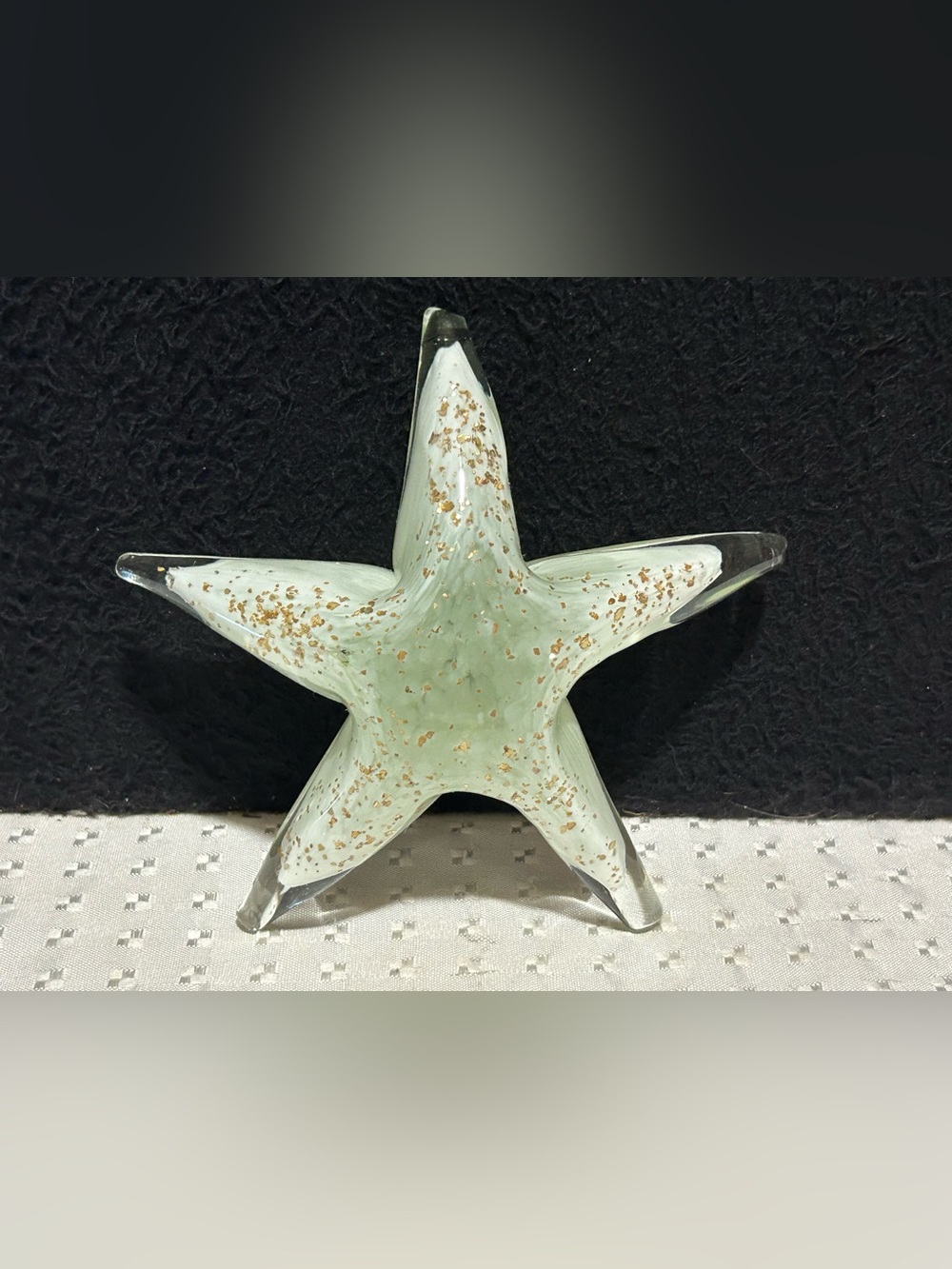 Hand Blown Translucent Starfish Light White 5” Paperweight